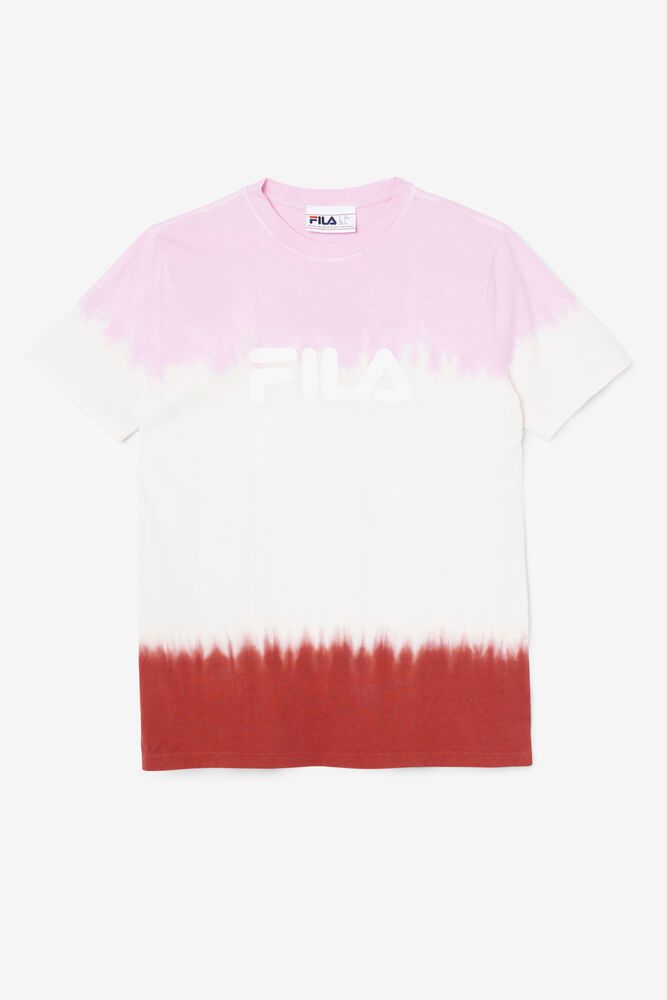 Fila Naisten Paidat Alivia Tie Dye Valkoinen/Punainen/Pinkki - YUEV-51470